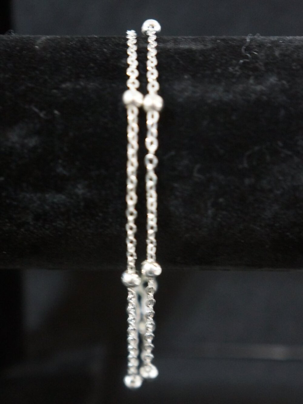 Lot of 2 Dainty Silver Tone Satellite Chain Bracelets Minimalist Layering Stack